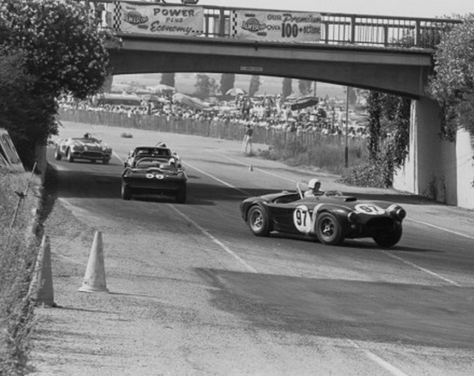 Dave MacDonald races the Cobra at Pomona Raceway in 1963